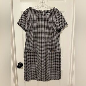 Tommy Hilfiger Shift Dress Black Gray Pink Houndstooth Mini